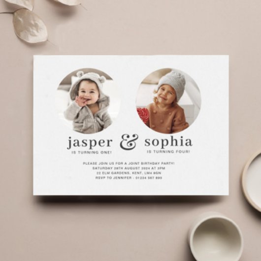 Ronde foto gezamenlijke verjaardagsuitnodiging kaart