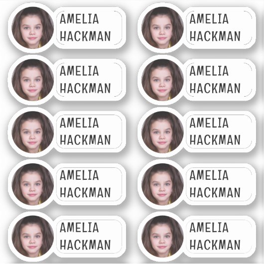 Ronde foto met naam 10 labels (Voorkant)