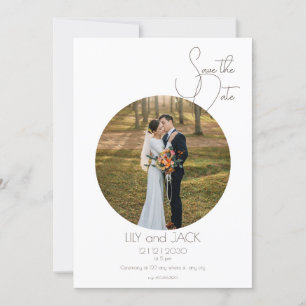 Ronde foto Save the Date Minimalist Uitnodiging