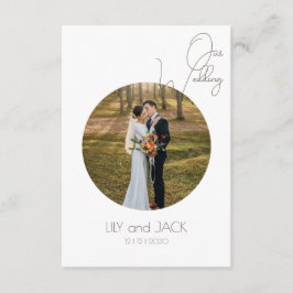 Ronde foto Sla de datum Minimalistische behuizing  Informatiekaartje