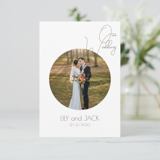 Ronde foto Sla de datum Minimalistische behuizing  Informatiekaartje (Staand voorkant)