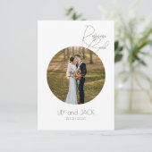 Ronde foto Sla de datum Minimalistische RSVP-kaart RSVP Kaartje (Staand voorkant)