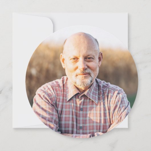 Ronde Foto Uitnodiging Golfbal Pensioenfeestje (Achterkant)