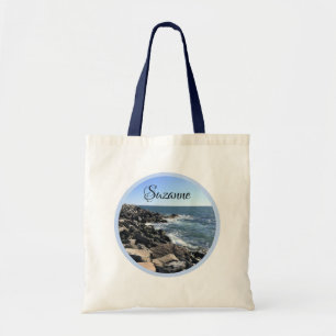 Ronde foto van het Zee van de Atlantische Oceaan R Tote Bag