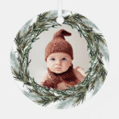 Ronde fotografie rondom kerstfeestdag metalen ornament (Achterkant)