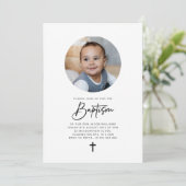 Ronde fotominimalistische Baptisme-uitnodiging Kaart (Staand voorkant)
