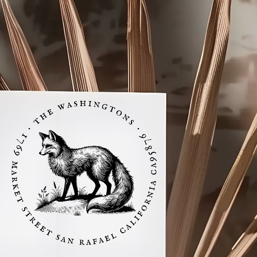 Ronde Fox Familienaam Retouradres Rubberstempel