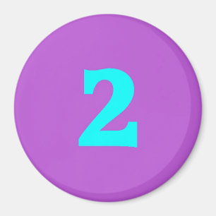 Ronde Fridge Magnet - nummer 2 - Turquoise/Violet