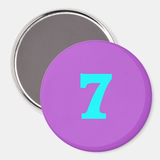 Ronde Fridge Magnet - nummer 7 - Turquoise/Violet (Voorkant / Achterkant)
