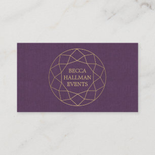 Ronde Geometrische Edelsteen Logo Goud/Paarse Visitekaartje