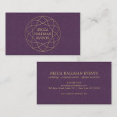 Ronde Geometrische Edelsteen Logo Goud/Paarse Visitekaartje (Voorkant / Achterkant)
