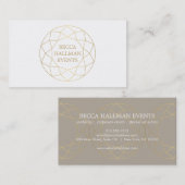 Ronde Geometrische Edelsteen Logo Goud/Wit Visitekaartje (Voorkant / Achterkant)