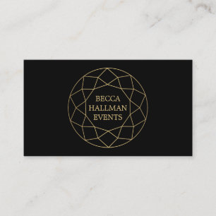 Ronde Geometrische Edelsteen Logo Goud/Zwart Visitekaartje