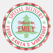 Ronde gepersonaliseerde speciale levering Kerstmis Ronde Sticker (Voorkant)