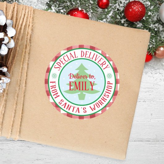 Ronde gepersonaliseerde speciale levering Kerstmis Ronde Sticker