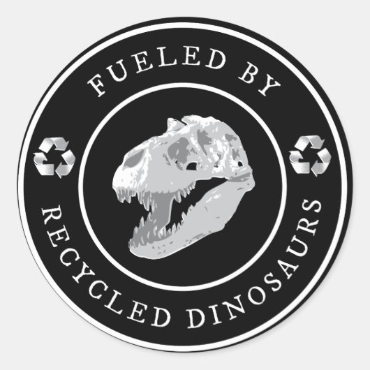 Ronde Gevoed door Gerecycleerde Dinosaurussen - Wi Sticker (Voorkant)