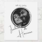 Ronde Gevormde Aangepaste Foto Zwart-Wit Wijn Etiket (Enkel label)