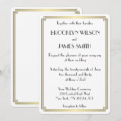 Ronde geweldige Gatsby Art Deco White Wedding Invi Kaart (Voorkant / Achterkant)