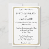 Ronde geweldige Gatsby Art Deco White Wedding Invi Kaart (Voorkant)