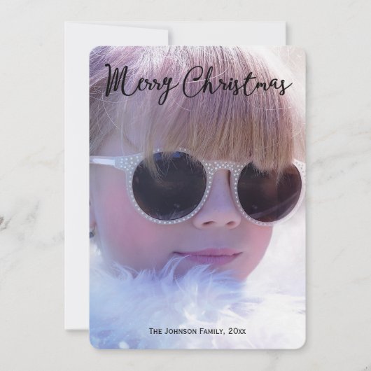 Ronde gezinsfoto kerst feestdagenkaart (Voorkant)