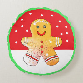 Ronde Gingerbread Boy Sneeuwkussen Rond Kussen