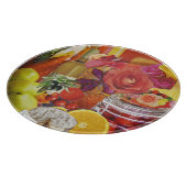 Ronde glazen snijraad met culinair thema snijplank (Hoek)