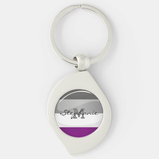 Ronde Glossy Asexual Pride Flag Sleutelhanger (Voorkant)