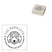 Ronde Goldendoodle Hond Familie Naam Retouradres Rubberstempel (Gestempeld)
