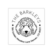 Ronde Goldendoodle Hond Familie Naam Retouradres Rubberstempel (Afrduk)