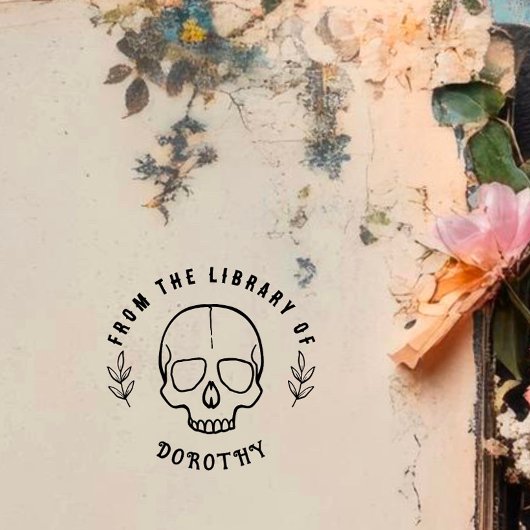 Ronde gotische schedel op maat gemaakte boek rubberstempel