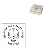 Ronde gotische schedel op maat gemaakte boek rubberstempel (Gestempeld)
