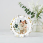 Ronde Goud & Zilveren Sneeuwvlok Kerst Kaart (Staand voorkant)