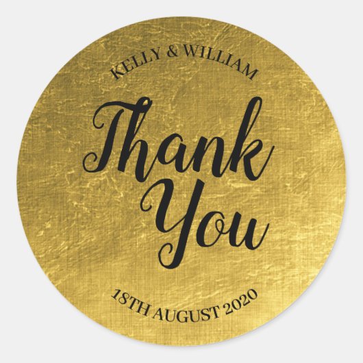 Ronde gouden bruiloft sticker (Voorkant)