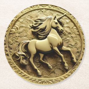 Ronde Gouden Eenhoorn Munt, Ronde Kartonnen Onderzetter