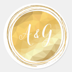 Ronde gouden initiaal metalen sticker. sticker
