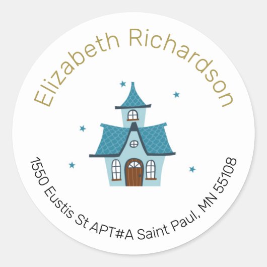 Ronde gouden tekst retour adreslabels sticker (Voorkant)