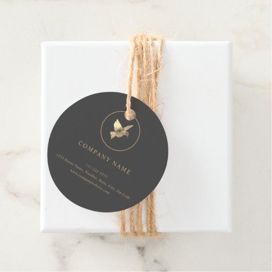 Ronde Gouden Waterverf Duif Logo Label (In situ)