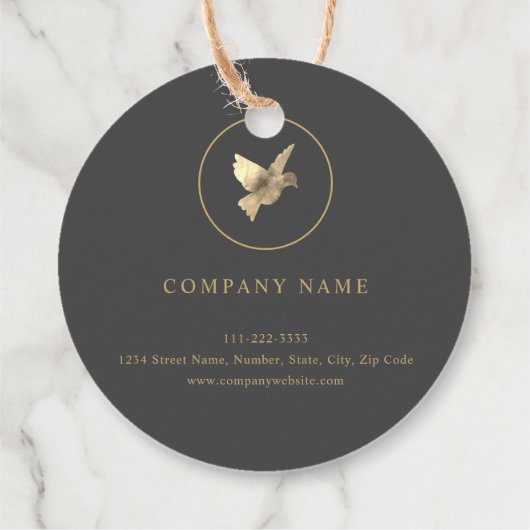 Ronde Gouden Waterverf Duif Logo Label (Achterkant)