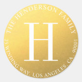 Ronde goudmonogram Weddenschappen Envelope-zegels Ronde Sticker (Voorkant)