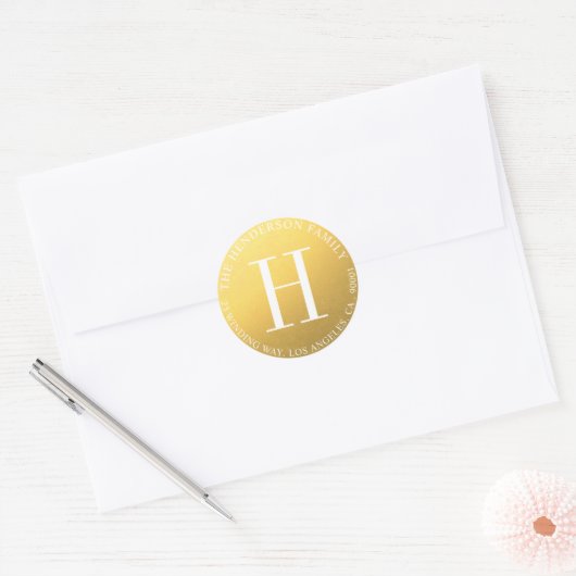 Ronde goudmonogram Weddenschappen Envelope-zegels Ronde Sticker (Envelop)