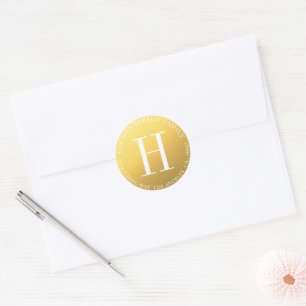 Ronde goudmonogram Weddenschappen Envelope-zegels Sticker