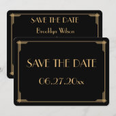 Ronde Great Gatsby Art Deco Trouw Save The Date Kaart (Voorkant / Achterkant)