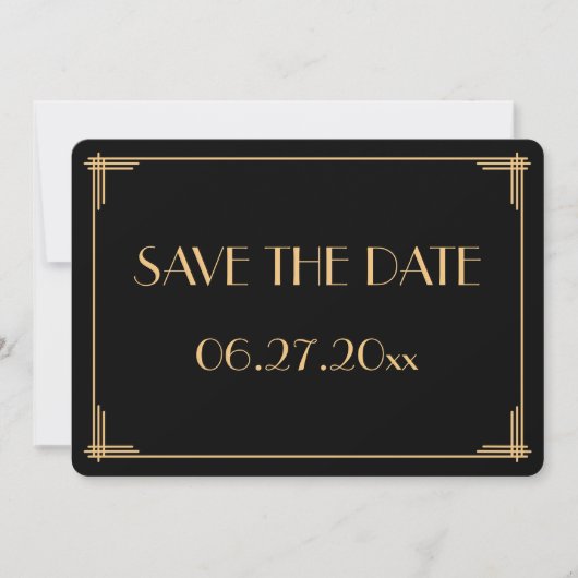 Ronde Great Gatsby Art Deco Trouw Save The Date Kaart (Voorkant)