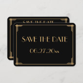 Ronde Great Gatsby Art Deco Trouw Save The Dates Kaart (Voorkant / Achterkant)