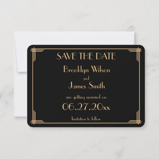 Ronde Great Gatsby Art Deco Trouw Save The Dates Kaart (Achterkant)