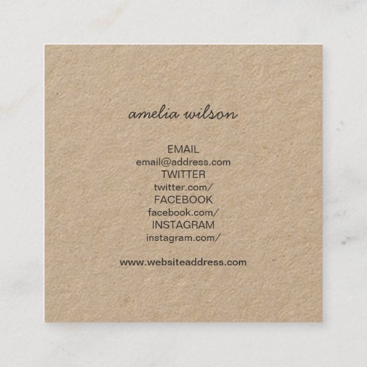 Ronde grens zelfgemaakt met liefde hart sociale me vierkante visitekaartje (Achterkant)