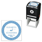 Ronde Grieks Sleutel S Lijst Namen Datum Bruiloft Zelfinktende Stempel (In situ)