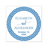 Ronde Grieks Sleutel S Lijst Namen Datum Bruiloft Zelfinktende Stempel (Design)