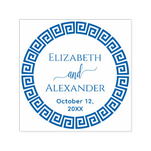 Ronde Grieks Sleutel S Lijst Namen Datum Bruiloft Zelfinktende Stempel