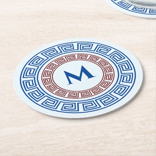 Ronde Griekse sleutel Aangepaste Monogram Telefoon Ronde Kartonnen Onderzetter (Gebogen)